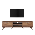 Meuble TV avec 2 portes abattantes et 2 étagères en bois couleur noyer Walnut Catalogue