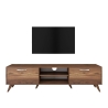 Meuble TV avec 2 portes abattantes et 2 étagères en bois couleur noyer Walnut Catalogue