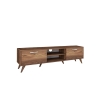 Meuble TV avec 2 portes abattantes et 2 étagères en bois couleur noyer Walnut Caractéristiques
