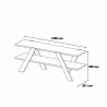 Meuble TV design 120 cm blanc et bois avec 2 étagères Basic Réductions
