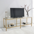 Meuble TV mobile moderne en métal et verre 130 cm Goldy Promotion