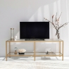 Meuble TV mobile moderne en métal et verre 130 cm Goldy Vente