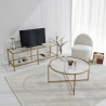 Meuble TV mobile moderne en métal et verre 130 cm Goldy Offre