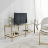 Meuble TV mobile moderne en métal et verre 130 cm Goldy Réductions