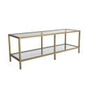 Meuble TV mobile moderne en métal et verre 130 cm Goldy Modèle