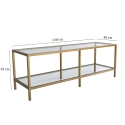 Meuble TV mobile moderne en métal et verre 130 cm Goldy Caractéristiques