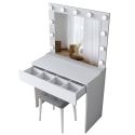 Coiffeuse mobile avec tiroir, miroir LED et tabouret Tabs Catalogue