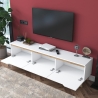 Meuble TV moderne 180 cm blanc et bois avec 3 portes Amelia Réductions