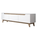Meuble TV moderne 180 cm blanc et bois avec 3 portes Amelia Catalogue