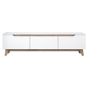 Meuble TV moderne 180 cm blanc et bois avec 3 portes Amelia Choix