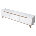 Meuble TV moderne 180 cm blanc et bois avec 3 portes Amelia Modèle
