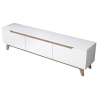 Meuble TV moderne 180 cm blanc et bois avec 3 portes Amelia Modèle