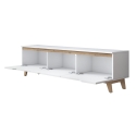 Meuble TV moderne 180 cm blanc et bois avec 3 portes Amelia Dimensions