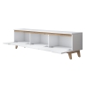 Meuble TV moderne 180 cm blanc et bois avec 3 portes Amelia Dimensions