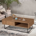 Table basse moderne en bois avec niche ouverte et tiroir Dale Promotion