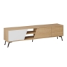Meuble TV moderne 180 cm avec 3 portes blanc et bois Fiona Réductions