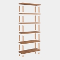 Bibliothèque moderne en bois avec 5 étagères 80x168x28cm naturelle Gala Remises