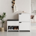 Meuble à chaussures d'entrée avec banc de rangement et 2 portes Haven Vente