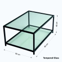 Table basse moderne 90x60cm en métal et verre Astro 