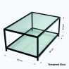 Table basse moderne 90x60cm en métal et verre Astro 