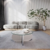 Table basse ronde design en bois et verre 75x35cm Offre