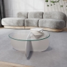 Table basse ronde design en bois et verre 75x35cm Réductions