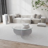 Table basse ronde design en bois et verre 75x35cm Catalogue
