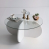 Table basse ronde design en bois et verre 75x35cm Modèle