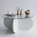 Table basse ronde design en bois et verre 75x35cm Caractéristiques
