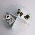 Table basse ronde design en bois et verre 75x35cm Dimensions