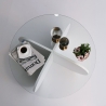 Table basse ronde design en bois et verre 75x35cm Dimensions