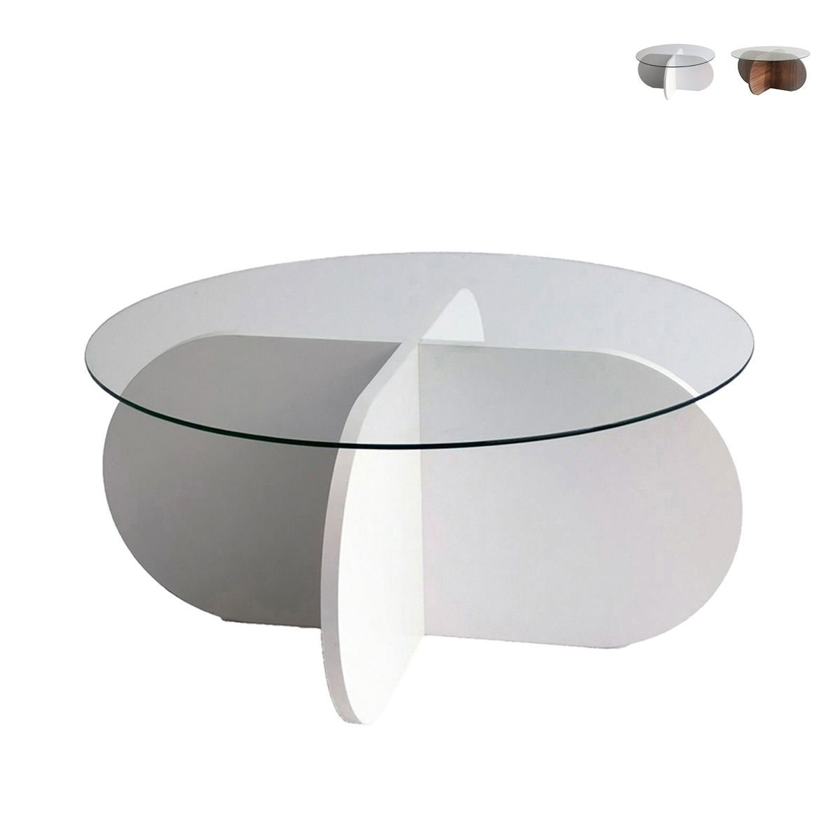 Table basse ronde design en bois et verre 75x35cm Promotion Table basse ronde design en bois et verre 75x35cm Promotion