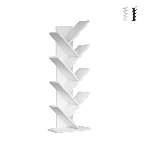Bibliothèque moderne sur pied h128cm avec 7 étagères inclinées Hitty Promotion