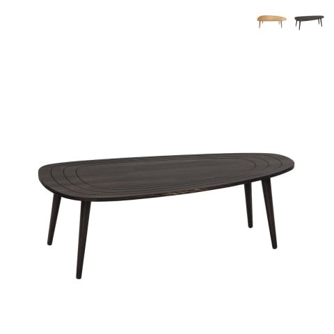 Table basse moderne en bois ovale asymétrique 115x50cm Sweet Promotion