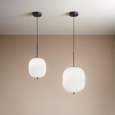 Lustre classique suspendu plafonnier en verre soufflé Domizia-S Promotion