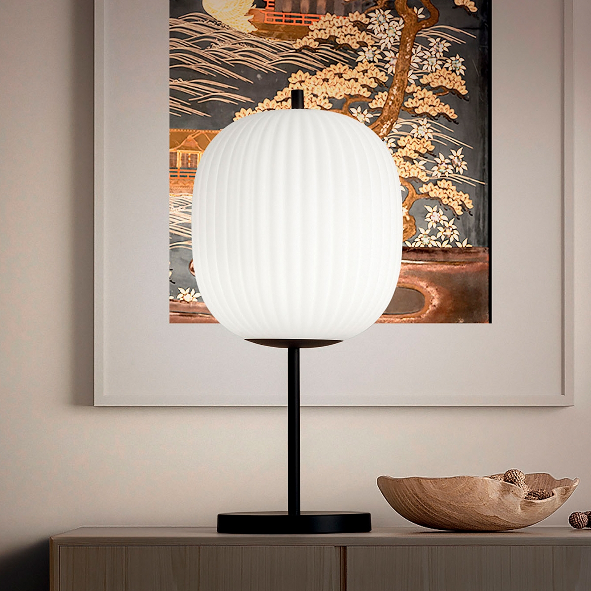 Lampe de table élégante en verre soufflé et métal noir Domizia-T Promotion Lampe de table élégante en verre soufflé et métal noir Domizia-T Promotion