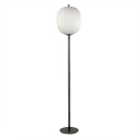 Lampe de sol en métal noir avec abat-jour en verre soufflé Domizia-A Remises