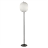 Lampe de sol en métal noir avec abat-jour en verre soufflé Domizia-A Remises