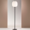 Lampe de sol en métal noir avec abat-jour en verre soufflé Domizia-A Vente