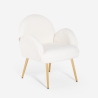 Chaise fauteuil en bouclé blanc métal doré pour salle à manger Vivi Promotion