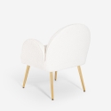 Chaise fauteuil en bouclé blanc métal doré pour salle à manger Vivi Offre