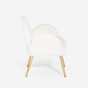 Chaise fauteuil en bouclé blanc métal doré pour salle à manger Vivi Remises