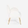 Chaise fauteuil en bouclé blanc métal doré pour salle à manger Vivi Remises