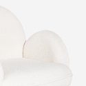 Chaise fauteuil en bouclé blanc métal doré pour salle à manger Vivi Réductions