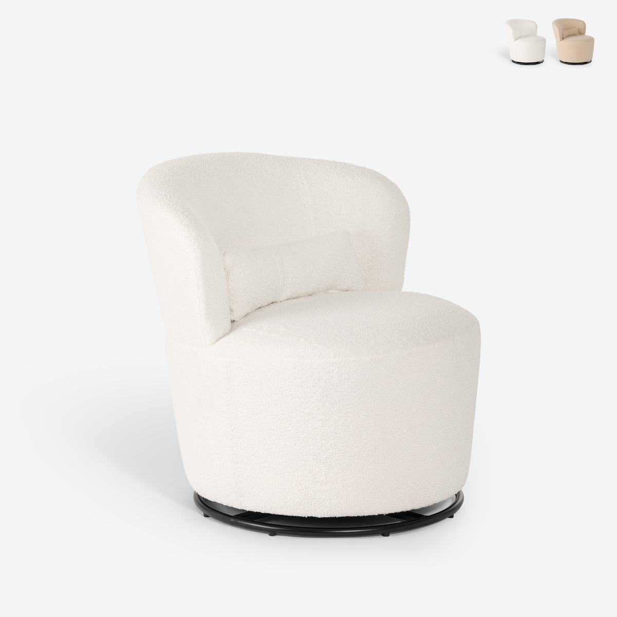 Fauteuil moderne pivotant en tissu bouclé pour salon Yammy Promotion