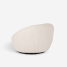 Ensemble fauteuil bouclé blanc design avec repose-pieds pivotant Kuma Offre