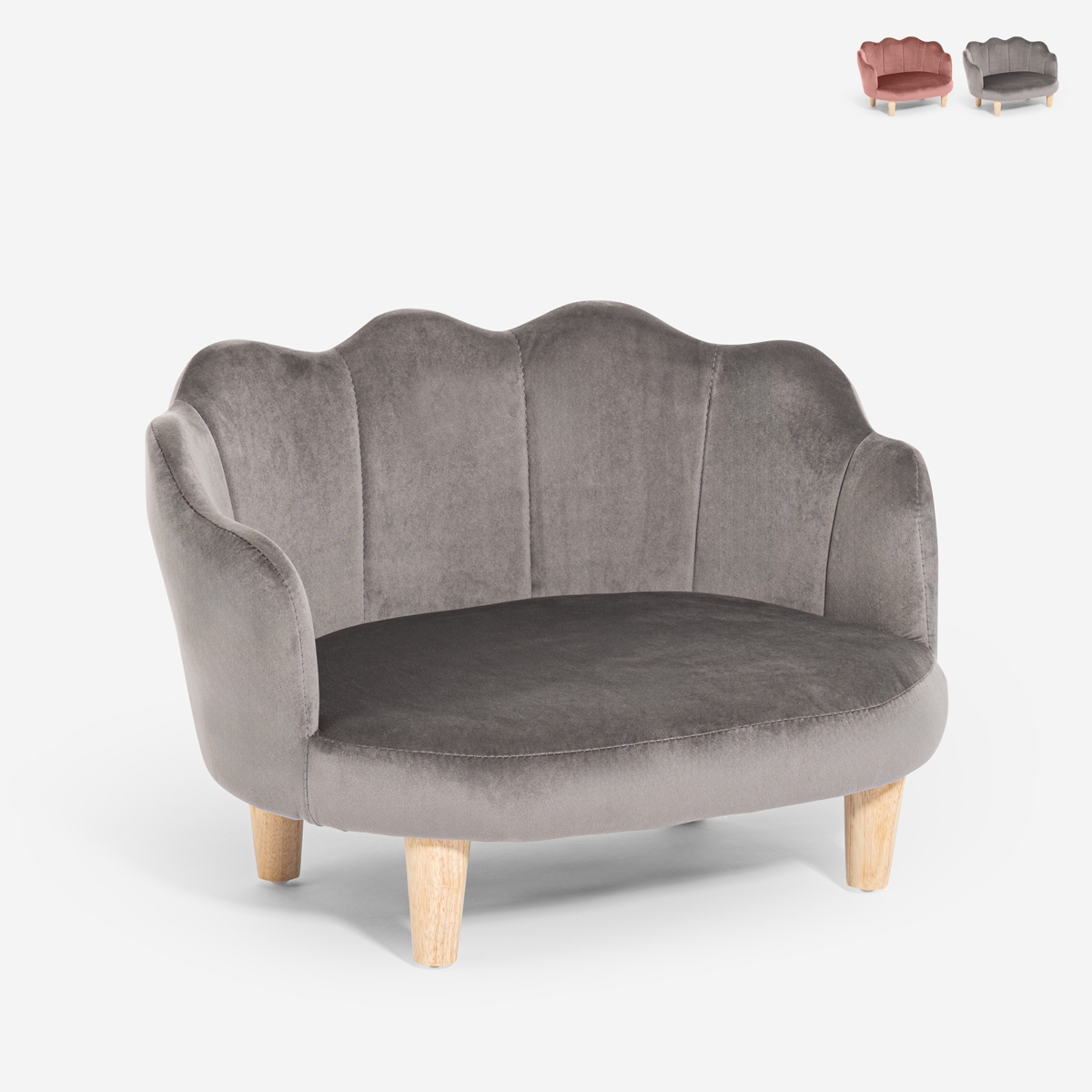 Fauteuil canapé coquillage pour chiens et chats en velours Pally Offre Fauteuil canapé coquillage pour chiens et chats en velours Pally Offre
