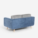 Biko Canapé 2 places en tissu gris et bleu coussins réversibles Remises