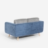 Biko Canapé 2 places en tissu gris et bleu coussins réversibles Remises