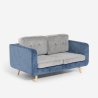 Biko Canapé 2 places en tissu gris et bleu coussins réversibles Vente